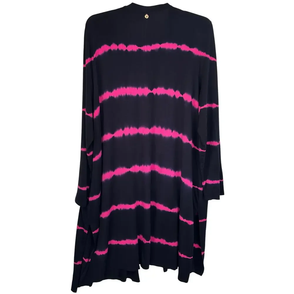 Livi Lane Bryant Striped Duster Cardigan Black Pink 3X Plus Size 22/24